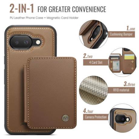 Чехол JEEHOOD J05 Business Magnetic Style RFID Leather для Google Pixel 9a - коричневый