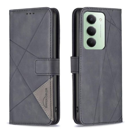Чохол-книжка з фактурою Rhombus та магнітним хлястиком на Xiaomi Redmi 15 5G Global / 15 4G SEA 169.5mm - чорний