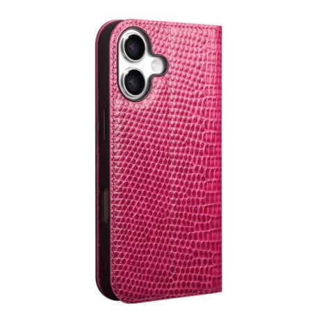 Кожаный чехол-книжка QIALINO Crocodile Texture на iPhone 17 - пурпурно-красный