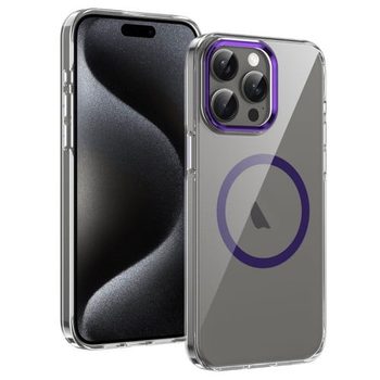 Противоударный чехол Ice Feel HD Transparent PC Full Coverage MagSafe для iPhone 16 Pro Max - фиолетовый