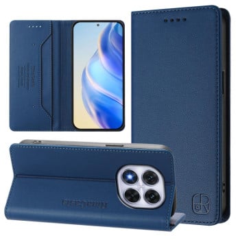 Чехол-книжка RC01 Dual-Folded Magnetic Suction RFID Leather на Xiaomi Redmi Note 14 Pro 4G - синий