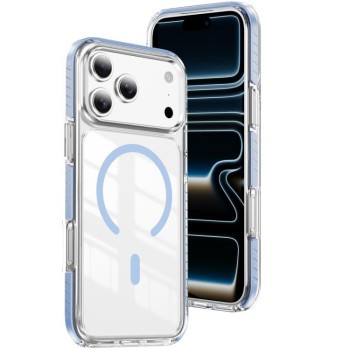 Прозорий магнітний чохол Crystal Shield Clear Magnetic Acrylic Hybrid TPU на iPhone 18 Pro Max — синій