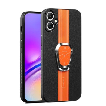 Чехол Magnetic Litchi Leather Back Phone Case with Holder для Samsung Galaxy A06 - оранжевый
