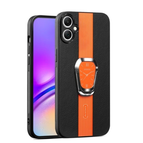 Чохол Magnetic Litchi Leather Back Phone Case with Holder для Samsung Galaxy A06 - помаранчевий