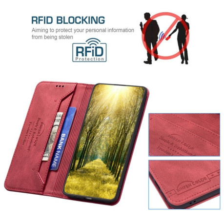 Чехол-книжка RFID Blocking на Xiaomi Poco C40/Redmi 10c - красный