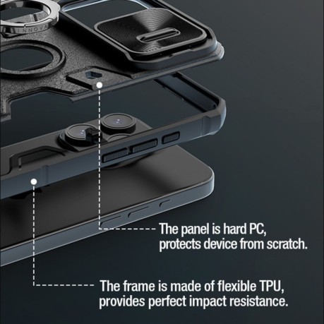 Протиударний чохол NILLKIN Shockproof CamShield Armor для iPhone 15 Pro Max - чорний