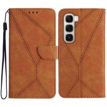 Чехол-книжка Stitching Embossed с магнитным хлястиком на Infinix Hot 60 Pro+ 4G - коричневый