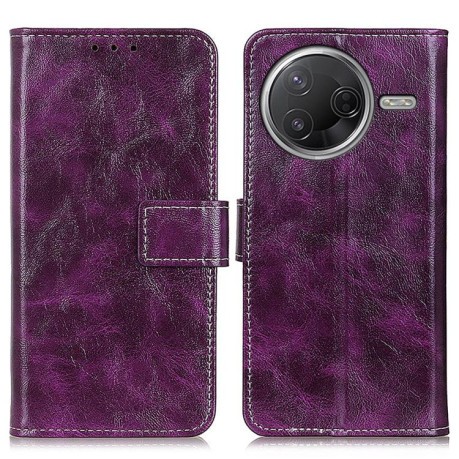 Чехол-книжка Magnetic Retro Crazy Horse Texture на Xiaomi Poco F7 Pro / F7 Ultra - фиолетовый