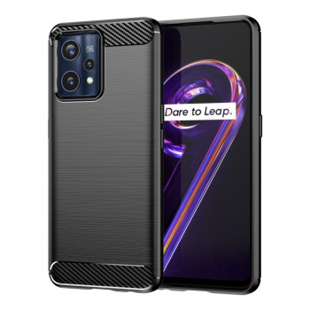 Чехол Brushed Texture Carbon Fiber на Realme 9 Pro Plus - черный