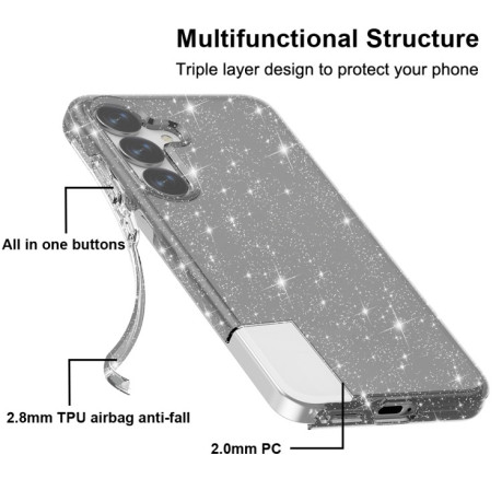 Протиударний чохол Terminator Style Glitter для Samsung Galaxy S25 5G - чорний