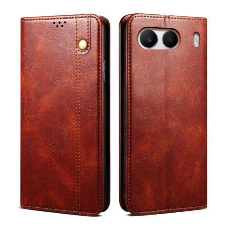 Чохол-книжка Simple з еко-шкіри Crazy Horse з воском на OnePlus Nord 4 - коричневий