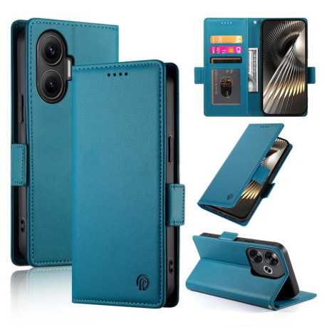 Чехол-книжка Side Buckle Magnetic Frosted Leather для Xiaomi Poco F7 - синий