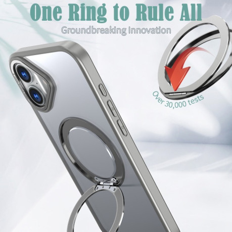 Противоударный чехол Wing Series MagSafe Magnetic Ring Holder для iPhone 16 Plus - Titanium Gray