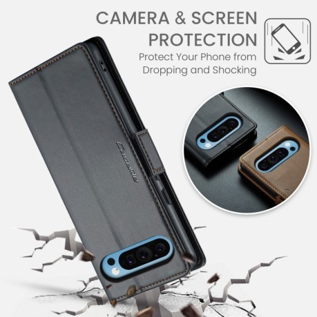Чохол-книжка CaseMe 023 Butterfly Buckle Litchi RFID Anti-theft Leather для Google Pixel 9 Pro XL - чорний