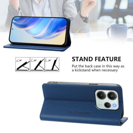Чехол-книжка RC01 Dual-Folded Magnetic Suction RFID Leather на Xiaomi Redmi Note 14 4G 164.84mm  - синий