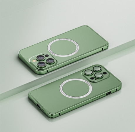 Противоударный чехол Frosted Lens MagSafe для iPhone 14 Pro Max - зеленый