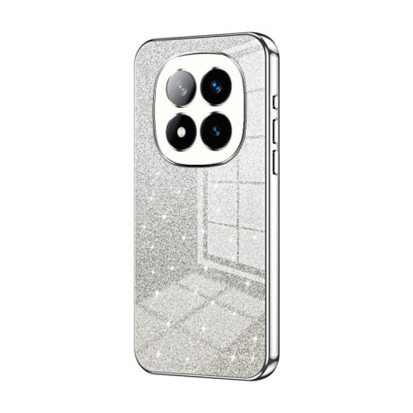 Ударозащитный чехол Gradient Glitter Powder Electroplated на Redmi Note 14 Pro+ 5G - серебристый