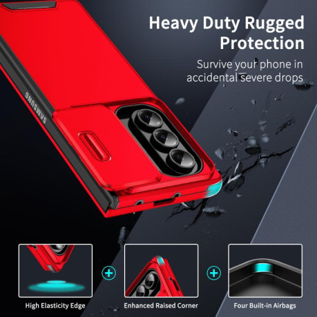 Противоударный чехол Sliding Camshield для Samsung Galaxy Fold 7 - красный
