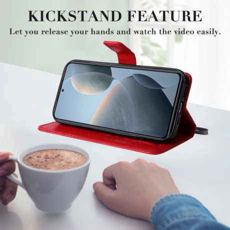 Чехол-книжка Embossed Butterfly для Xiaomi 14T - красный