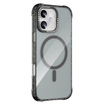 Противоударный чехол Mutural Blink Series Glitter Edge MagSafe Magnetic для iPhone 16 - черный