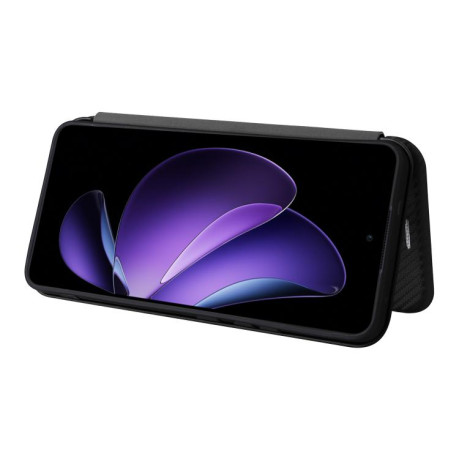 Чехол-книжка Carbon Fiber Texture на OPPO Reno13 F/Reno13 FS - черный