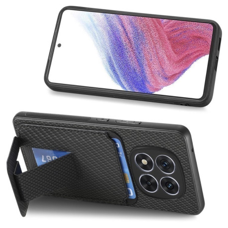 Противоударный чехол Carbon Fiber Card Bag для Xiaomi  Redmi Note 14 Pro+ 5G - черный