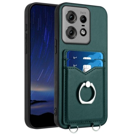 Протиударний чохол R20 Ring Card Holder для Motorola Edge 50 Pro 5G - зелений