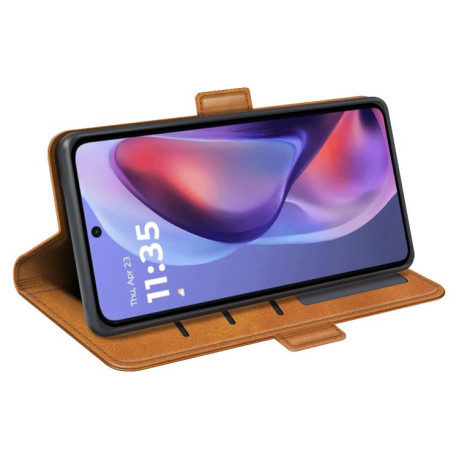 Чехол-книжка Dual-side Magnetic Buckle для Motorola Moto E15 - желтый