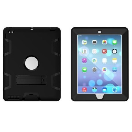 Черный Противоударный Чехол накладка Kickstand Hybrid TPU черный iPad 4/ 3/ 2