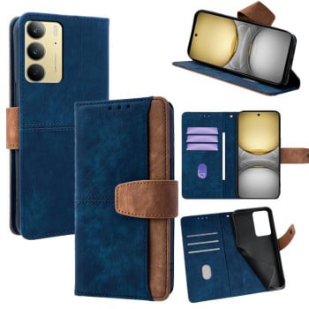 Чохол-книжка Color Stitching Skin Feel із захистом від сканування RFID та магнітним хлястиком на Realme C75 4G / 14x 5G Global - синій