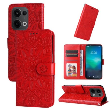 Чохол-книжка Embossed Sunflower для OPPO Reno13 Global - червоний