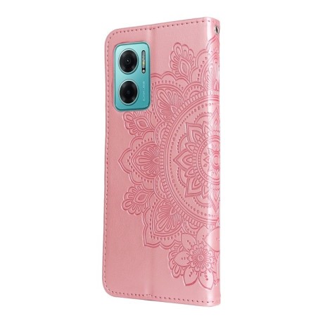 Чохол-книжка 7-petal Flowers Embossing для Xiaomi Redmi Note 11E/Redme 10 5G/Redmi 10 Prime+ 5G - рожеве золото