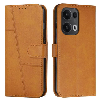 Чехол-книжка со строчкой и фактурой Calf на OPPO Reno13 Pro 5G Global - желтый