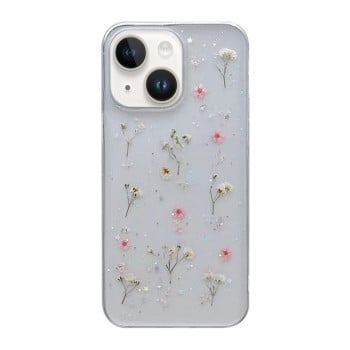 Противоударный чехол Gypsophila Flowers Pattern для iPhone 15 Plus - розовый