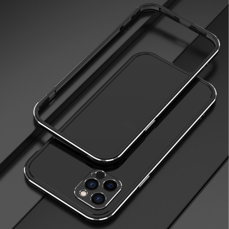 Металлический бампер Aurora Series  для iPhone 12 mini - черно-серебристый