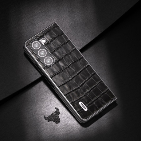 Противоударный кожаный чехол ABEEL Crocodile Texture для Samsung Galaxy Fold 5 - черный