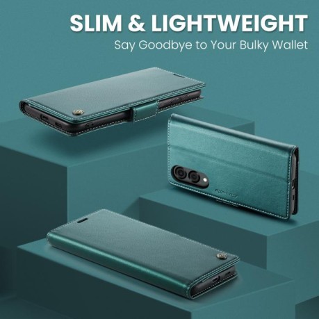 Чехол-книжка CaseMe 023 Butterfly Buckle Litchi Texture RFID Anti-theft Leather для Samsung Galaxy S25 Edge 5G - зеленый
