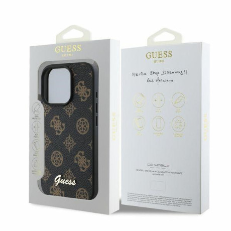 Оригінальний чохол Guess Peony Script MagSafe для iPhone 16 Pro - Black