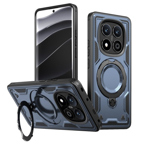 Протиударний чохол MagSafe Holder Armor PC Hybrid для Xiaomi Redmi Note 14 Pro 5G/Poco X7 - синій
