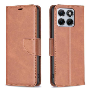 Чохол-книжка Lambskin Texture Pure Color на Motorola Edge 70 Fusion 5G — коричневий