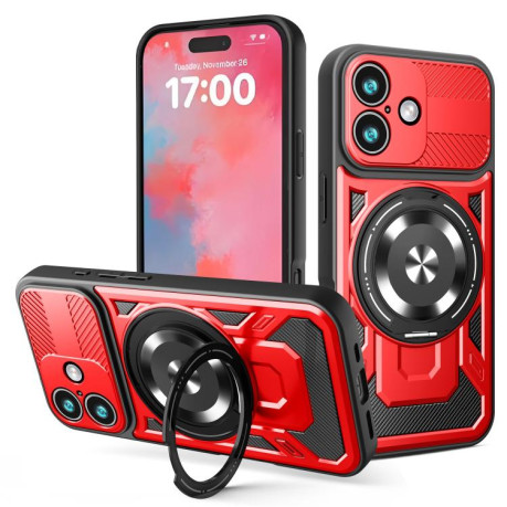 Ударозащитный чехол Armor Rotating Holder MagSafe на iPhone 17 - красный