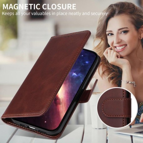Чохол-книжка Classic Calf Texture Flip Leather для Redmi Note 14 4G 164.84mm - коричневий