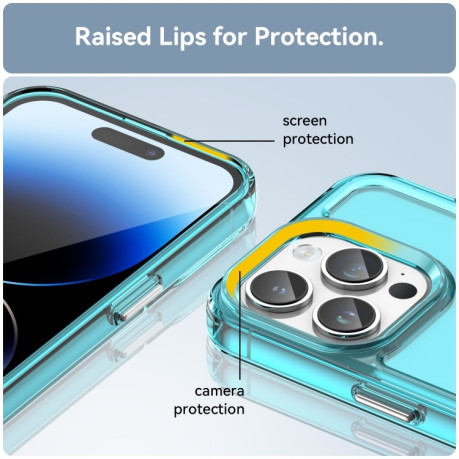 Противоударный чехол Candy Series для iPhone 15 Pro -прозрачно-голубой
