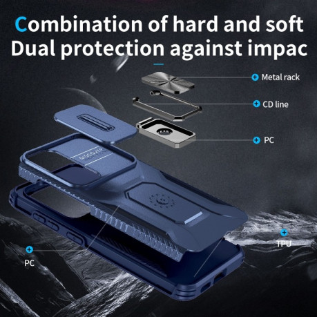 Противоударный чехол Sliding Camshield для Samsung Galaxy S24 5G - синий