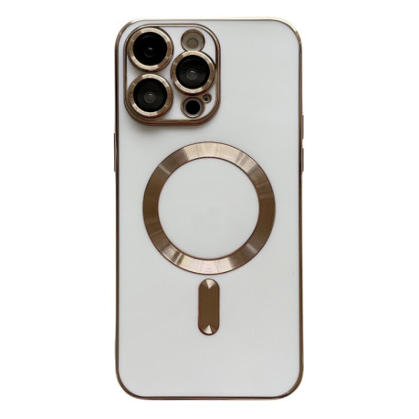 Противоударный чехол Magsafe Plating TPU для iPhone 15 Pro Max - белый
