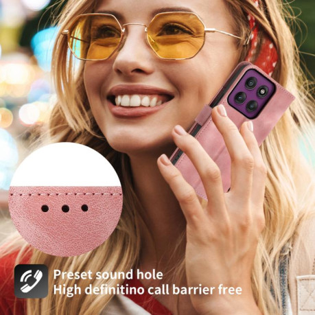Чехол-книжка Skin-feel Flowers Embossed для Motorola Edge 60 Pro - розовый