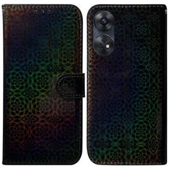 Чехол-книжка с цветной обложкой и магнитной застежкой Colorful Magnetic Buckle на OPPO Reno8 T 4G - черный