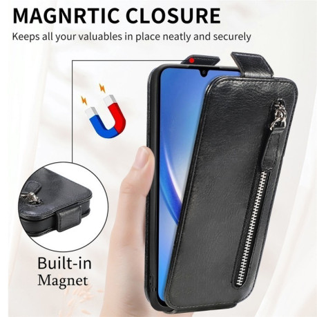Флип-чехол Zipper Wallet Vertical для Samsung Galaxy A35 5G - черный