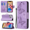Чехол-книжка Butterflies Pattern на iPhone 13 mini - фиолетовый