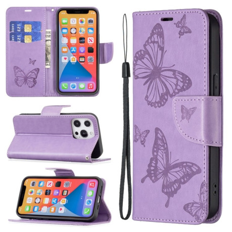 Чехол-книжка Butterflies Pattern на iPhone 13 mini - фиолетовый
